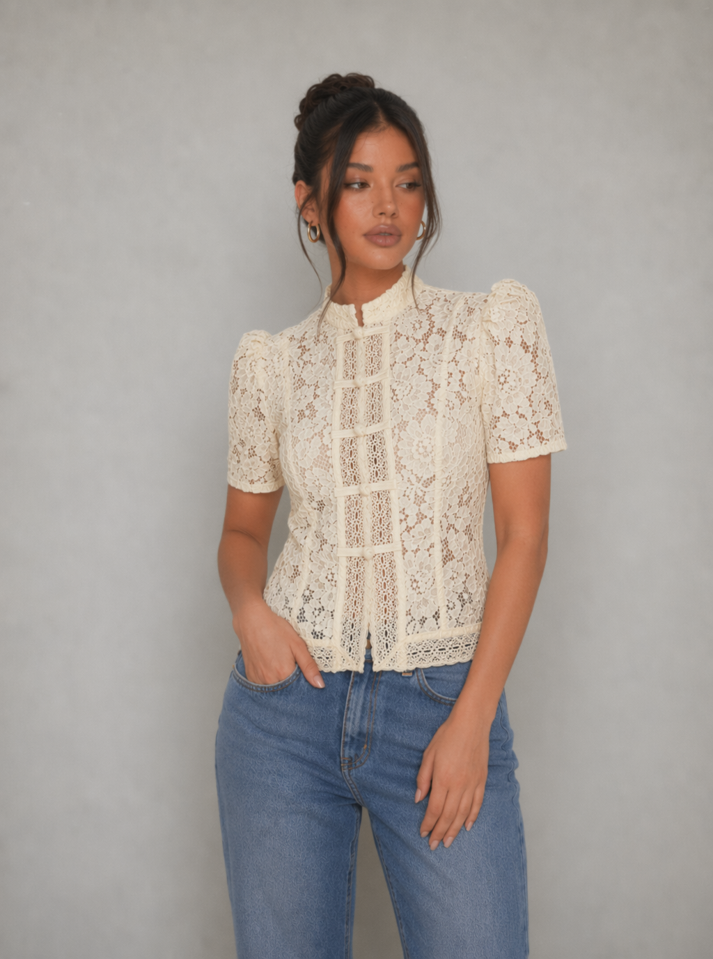 Cassandra Lace Mandarin Oberteil