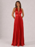 Zephrina Avenelle pleated satin maxi dress