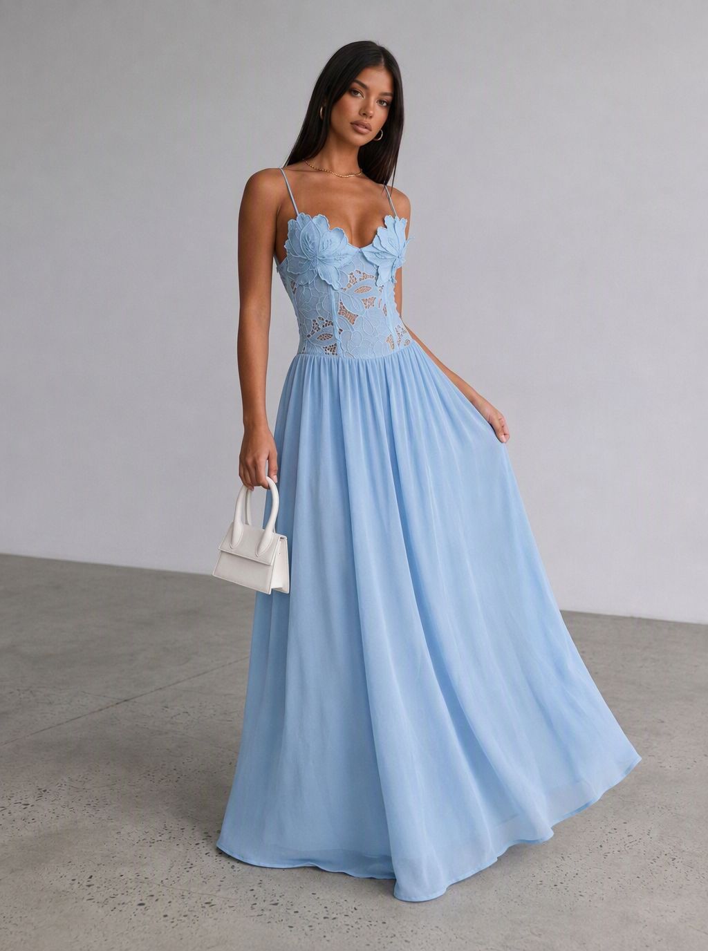 Zephrina Mirela lace bodice maxi dress in yellow