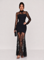 Zephrina Aubrielle sheer floral mesh maxi dress in black