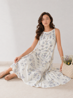 Zephrina Isolde border print maxi dress in ivory