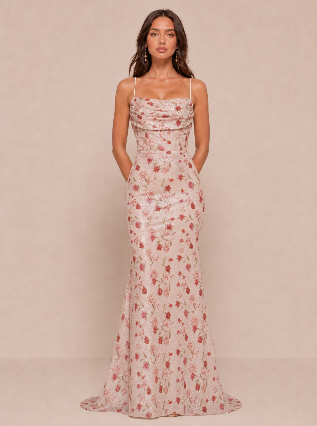 Zephrina Ottiliana floral embroidered maxi dress in pink