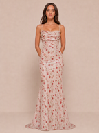 Zephrina Ottiliana floral embroidered maxi dress in pink