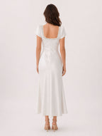 Abito Midi in Raso con Pizzo Lacey