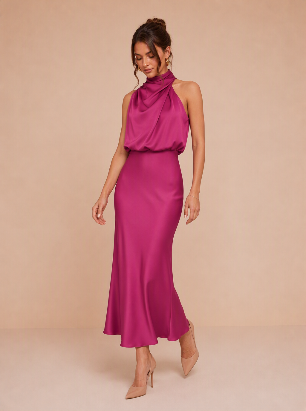 Zephrina Ismeria draped satin midi dress