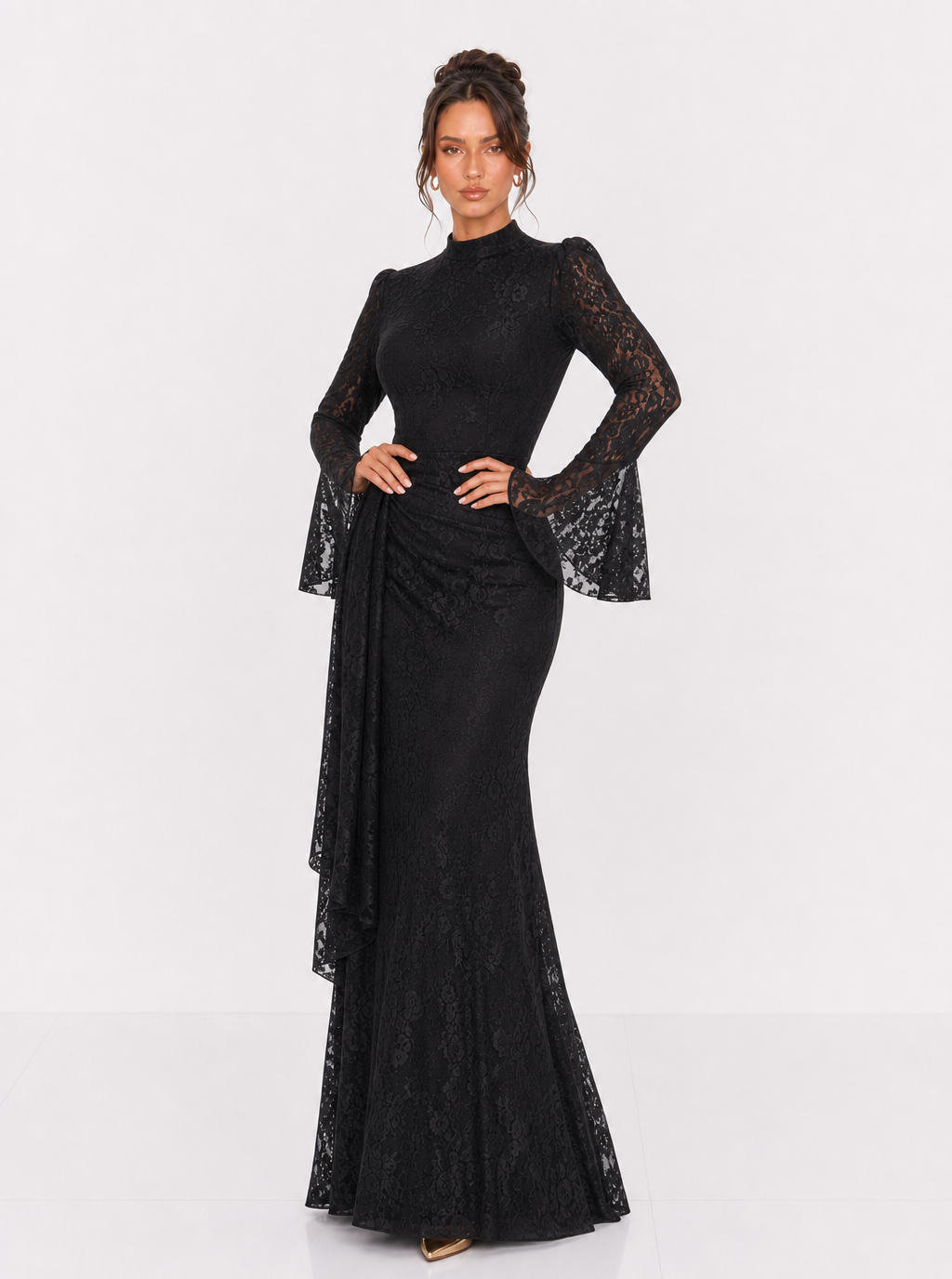 Zephrina Ottilie lace flare sleeve maxi dress