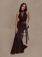 Ysella Lace Panel Knit Maxi Dress