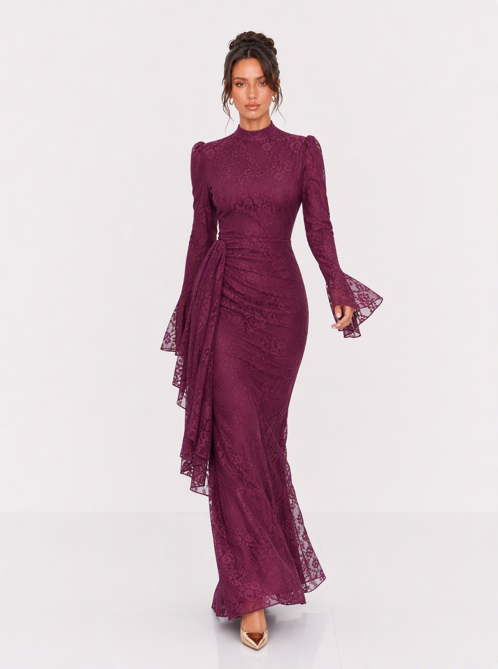 Zephrina Ottilie lace flare sleeve maxi dress