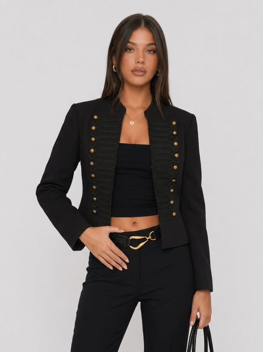 Zephrina Linnea military button jacket in black