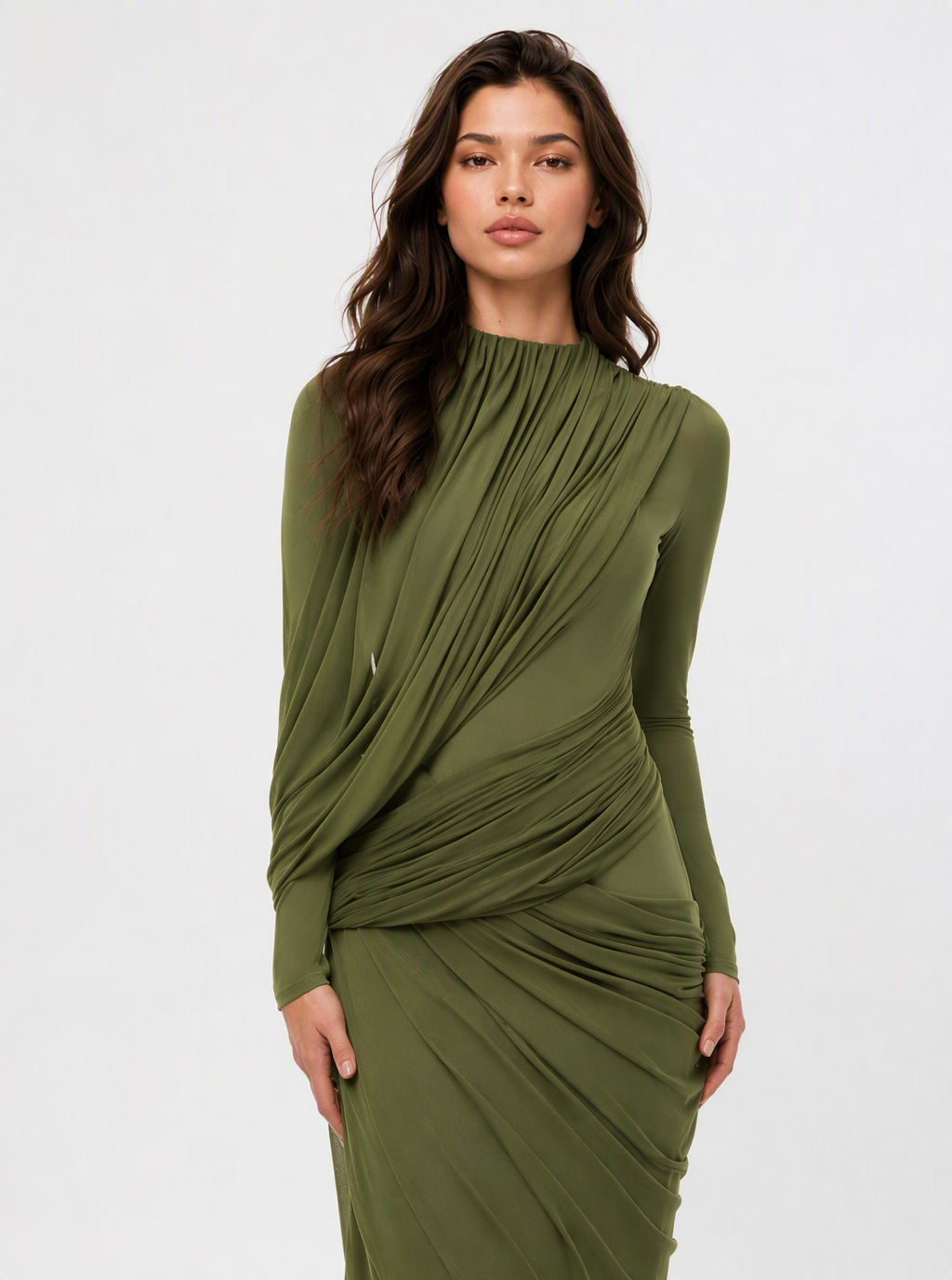 Zephrina Calisette ruched knit maxi dress