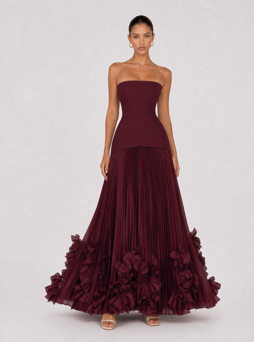 Zephrina Marnelle rosette pleated maxi dress