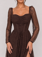 Zephrina Fiora lace high-slit maxi dress