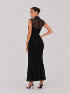 Zephrina Ottoline keyhole textured maxi dress in black
