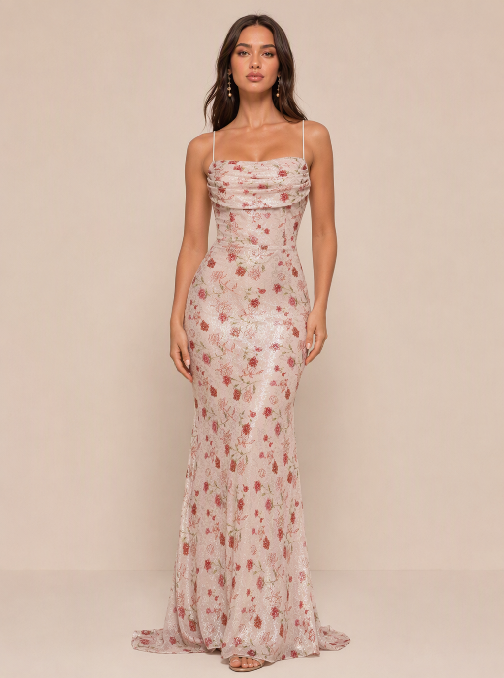 Zephrina Ottiliana floral embroidered maxi dress in pink