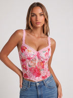 Zephrina floral lace corset bra in pink