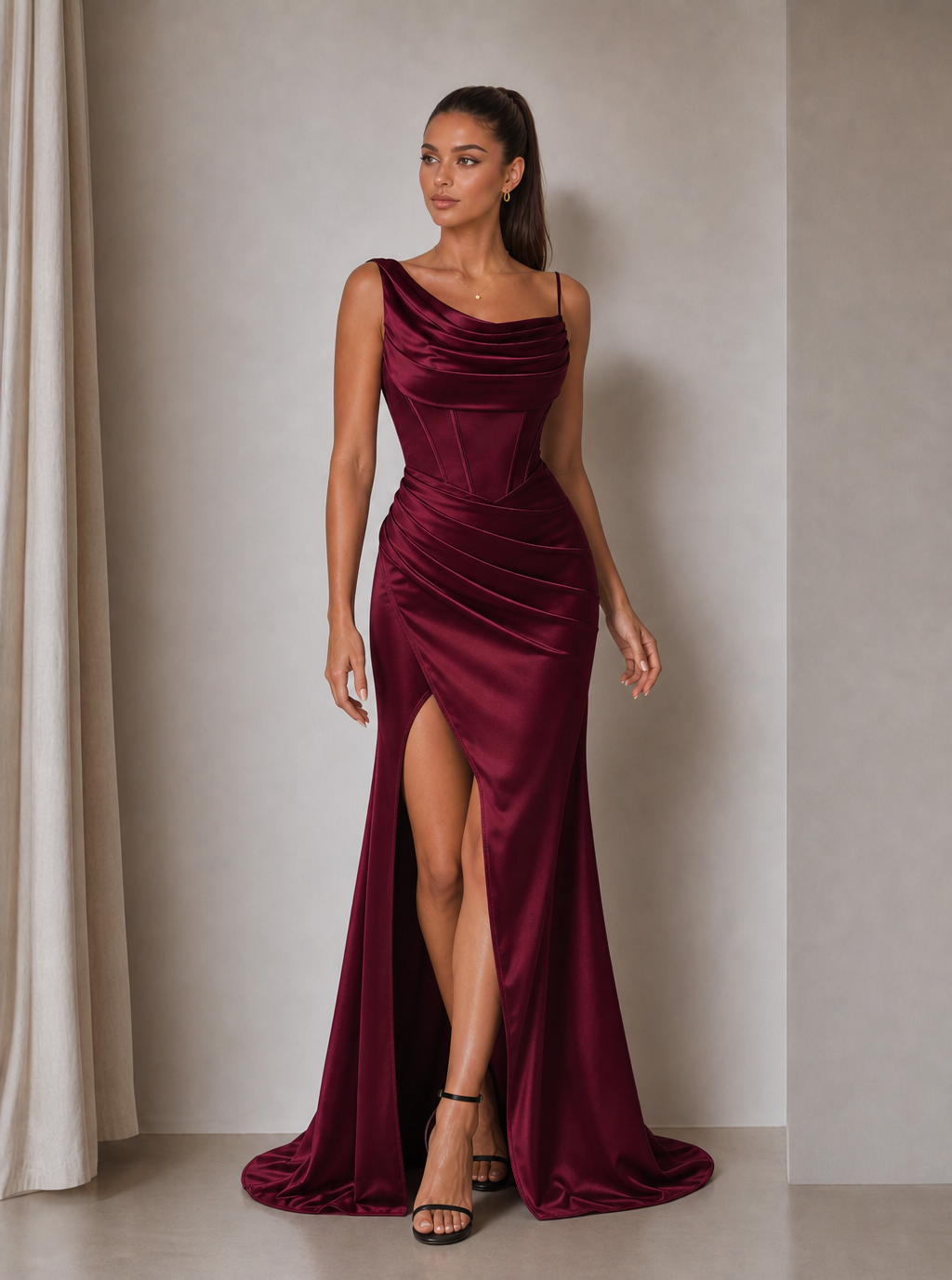 Zephrina Tahlia draped satin maxi dress