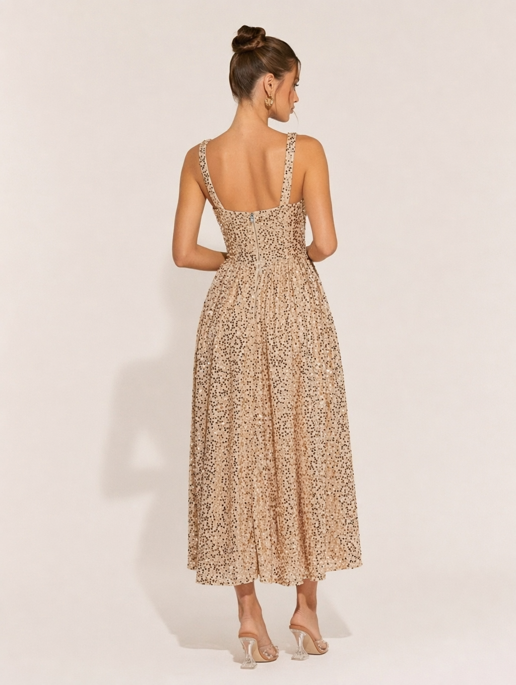 Champagne Sequin Midi Dress