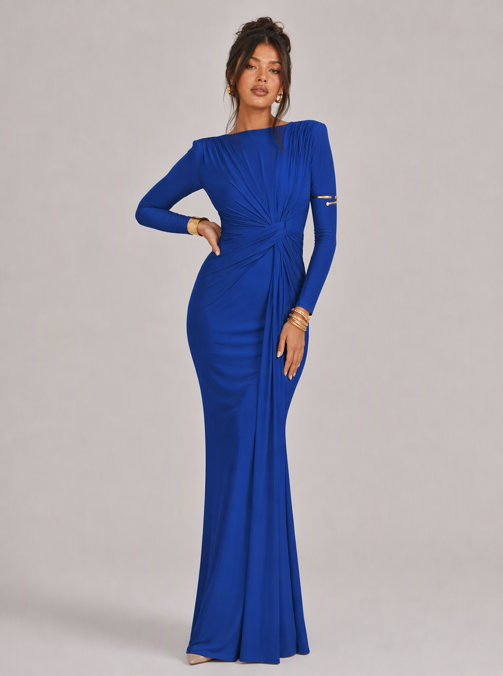 Zephrina Isabeau twisted drape maxi dress in blue