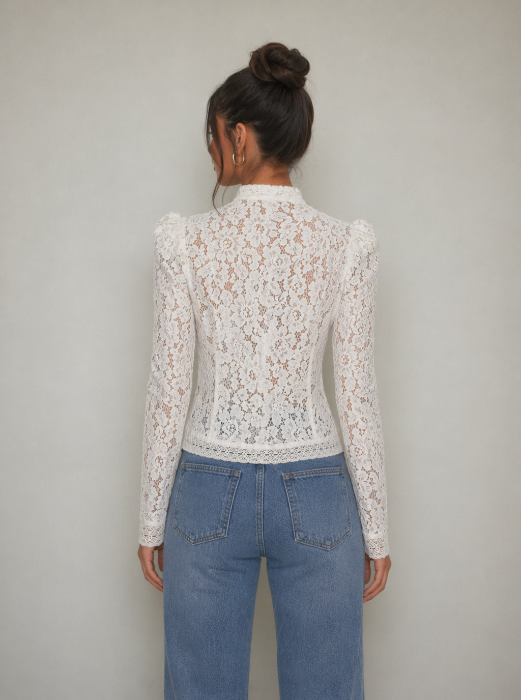 Evangeline Lace Button Front Top