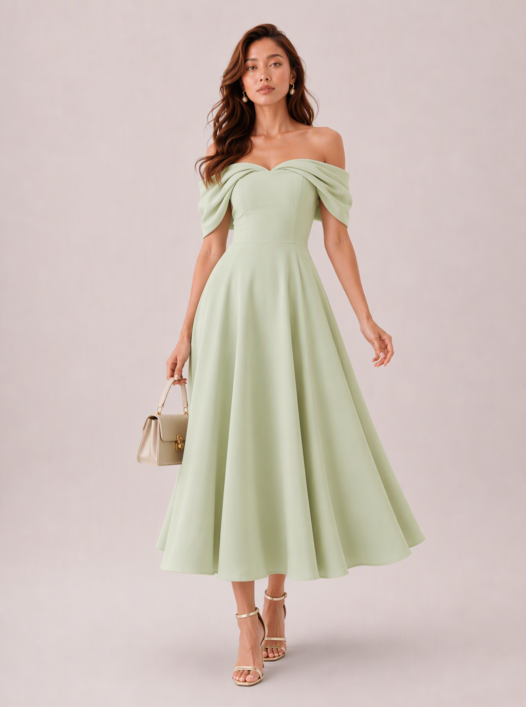 Zephrina Rosine off-shoulder crossover midi dress in black