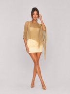 Zephrina Solenne metallic fringe shawl in champagne gold