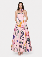Zephrina Vionette floral satin maxi dress in pink