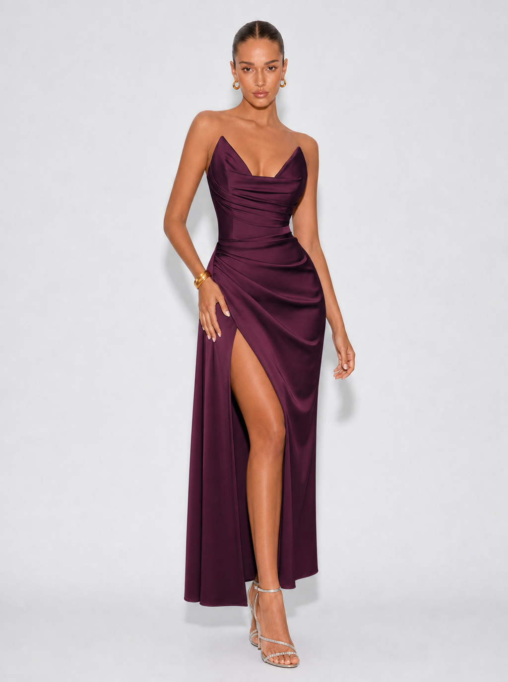 Zephrina Nerine draped one-shoulder maxi dress in blue