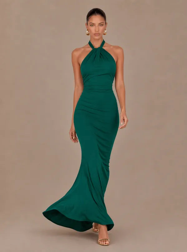 Zephrina Dorinda cross-halter maxi dress in sea green