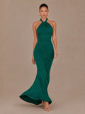 Zephrina Dorinda cross-halter maxi dress in sea green
