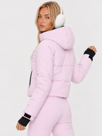 Zephrina Mirren quilted ski jacket in strawberry pink with black zip details
