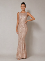 Zephrina Fidelia sleeveless sequin maxi dress in gold