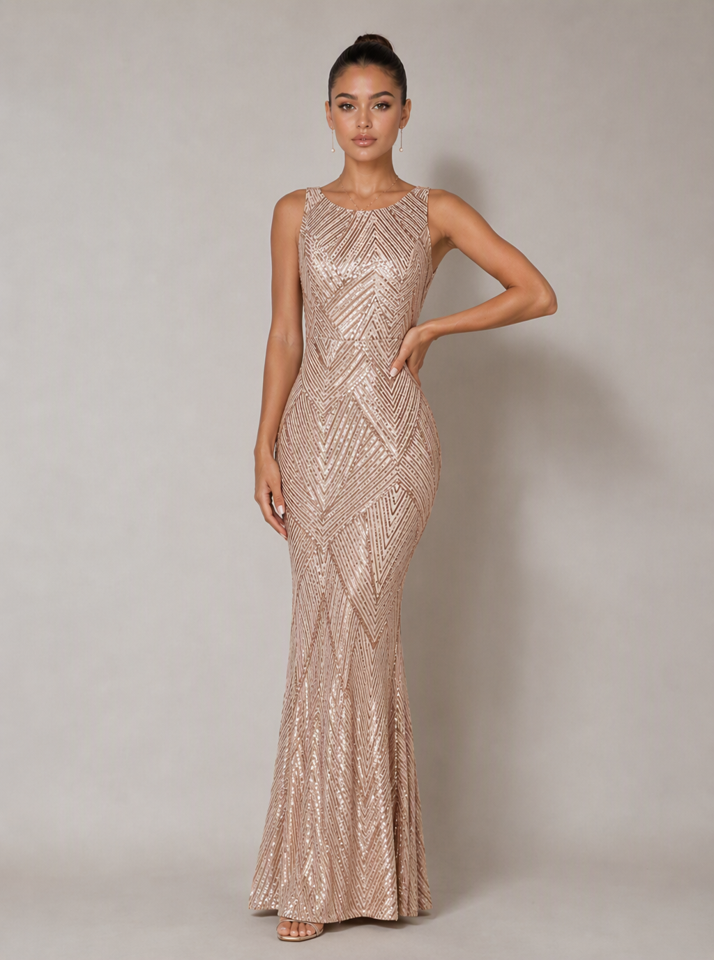 Zephrina Fidelia sleeveless sequin maxi dress in gold