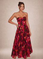 Zephrina Helvianne strapless floral midi dress