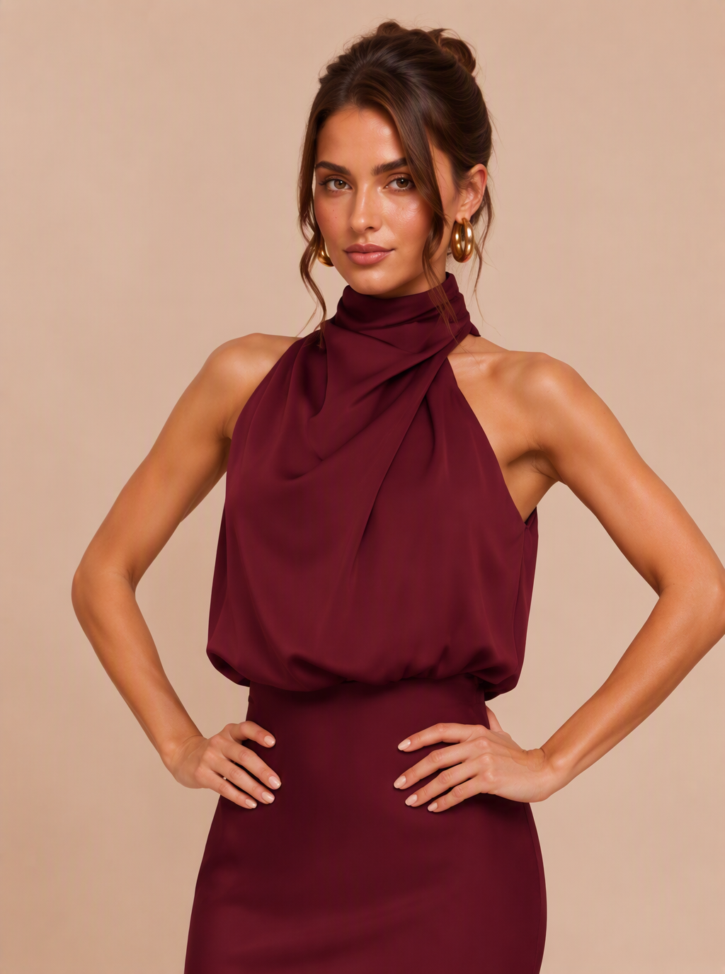Zephrina Ismeria draped satin midi dress
