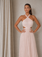 Zephrina Celandine cutout pleated maxi dress in pink