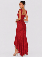 Zephrina Cassia floral texture maxi dress in red