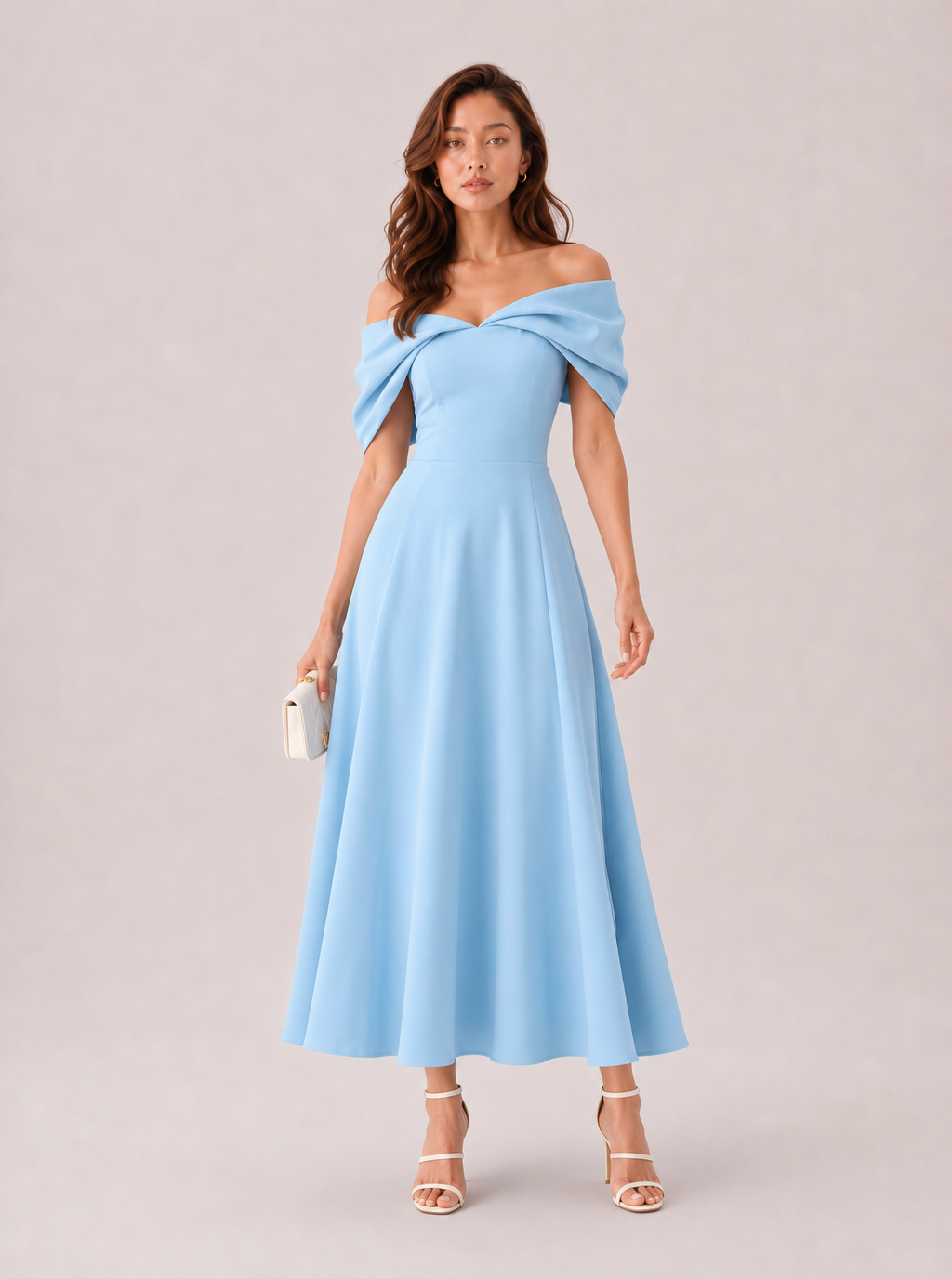 Zephrina Rosine off-shoulder crossover midi dress in black