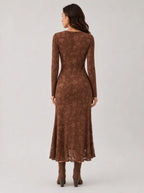Zephrina Clementina floral high-low midi dress in brown