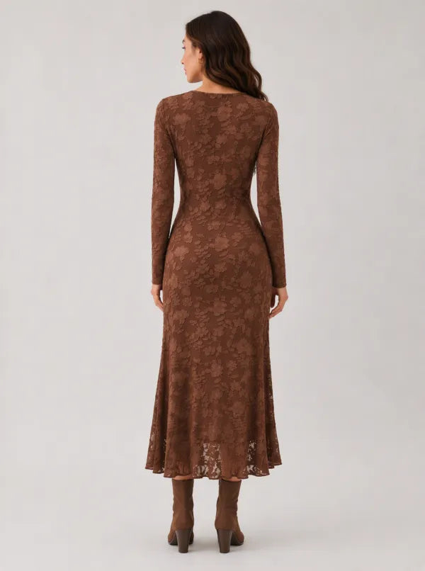 Zephrina Clementina floral high-low midi dress in brown