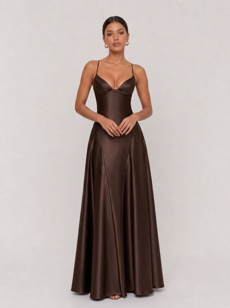 Zephrina Mirabel satin slip maxi dress