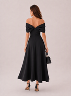 Zephrina Rosine off-shoulder crossover midi dress in black