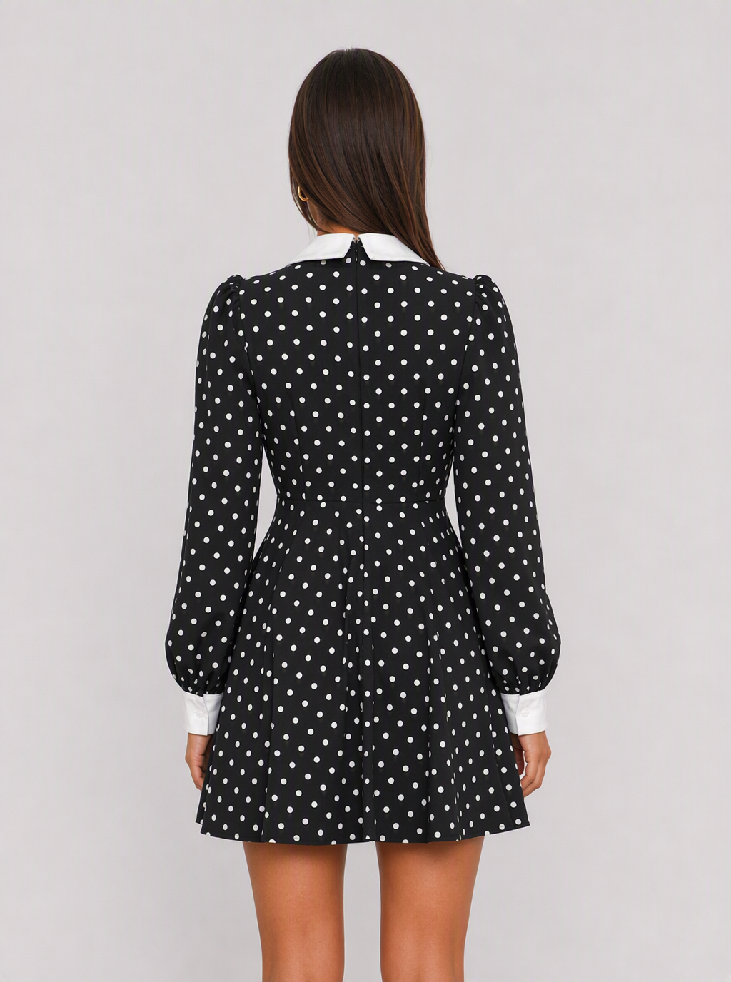 Zephrina Rosaline collared polka dot mini dress in black