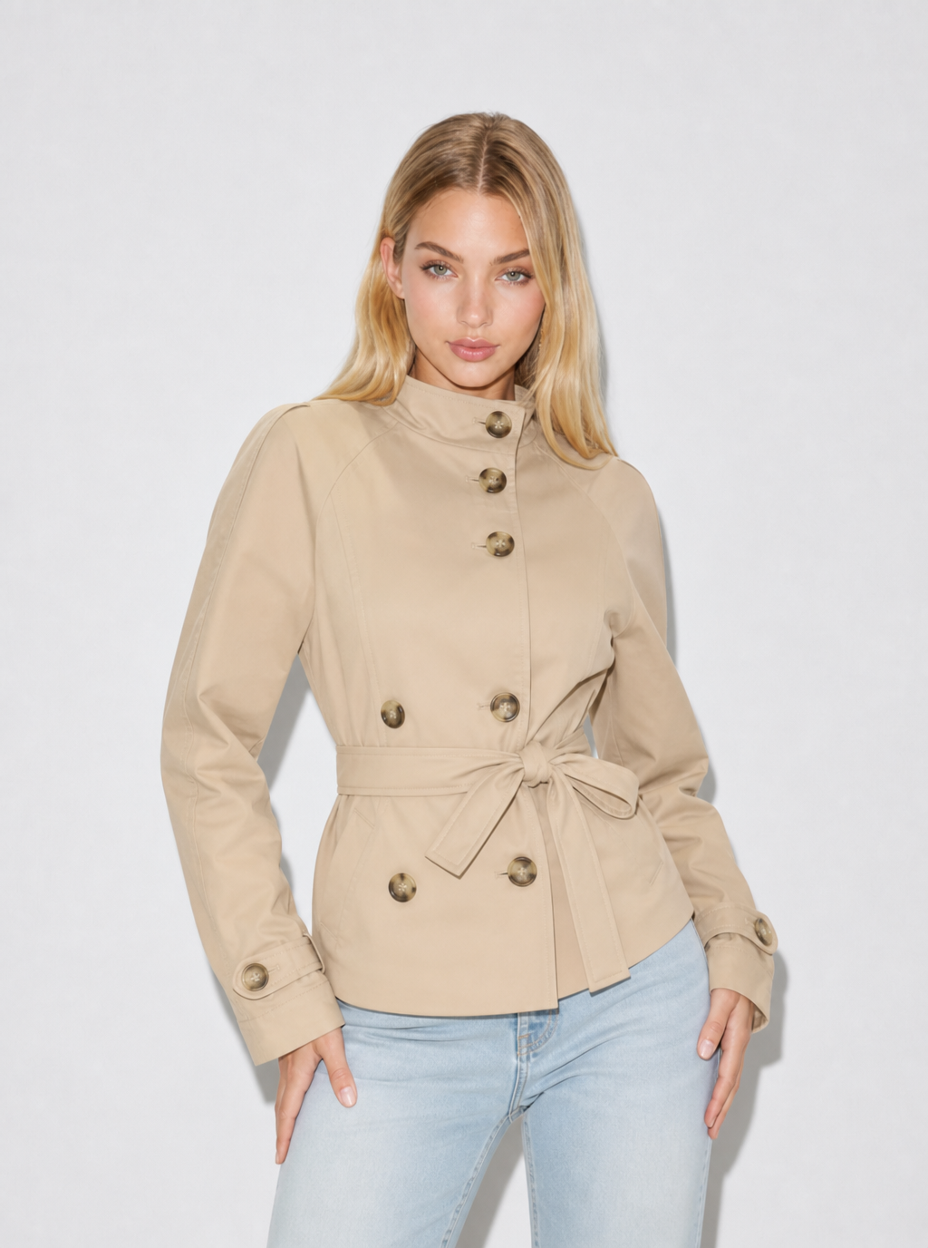 Zephrina Carys belted trench jacket in khaki