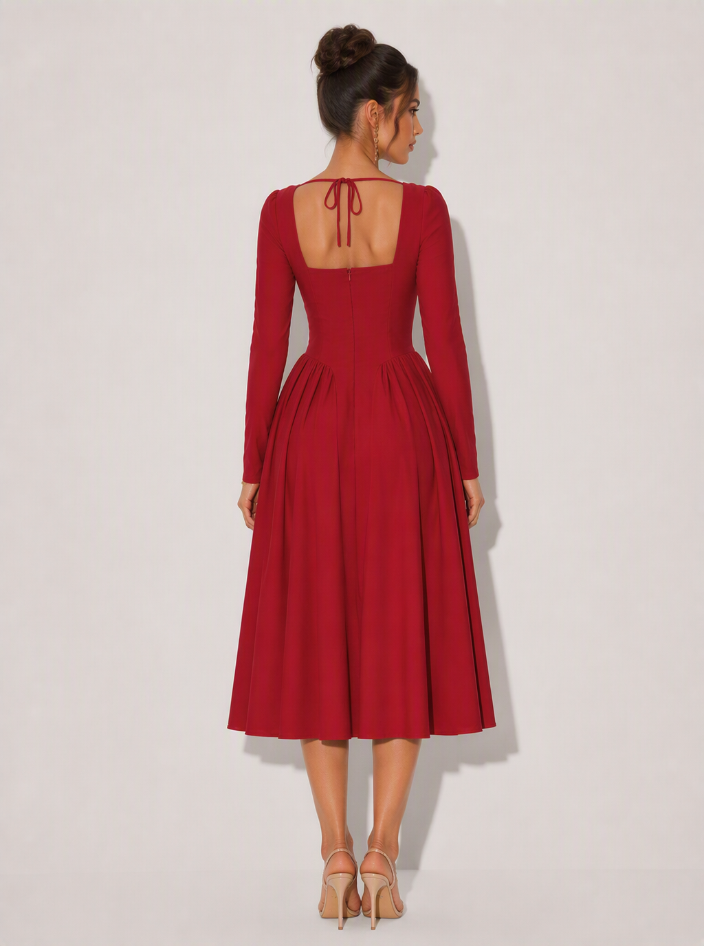 Zephrina Celestine sweetheart knit midi dress in red
