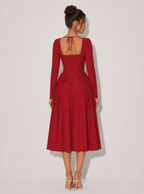 Zephrina Celestine sweetheart knit midi dress in red