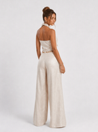 Zephrina Renata metallic linen-look set in apricot