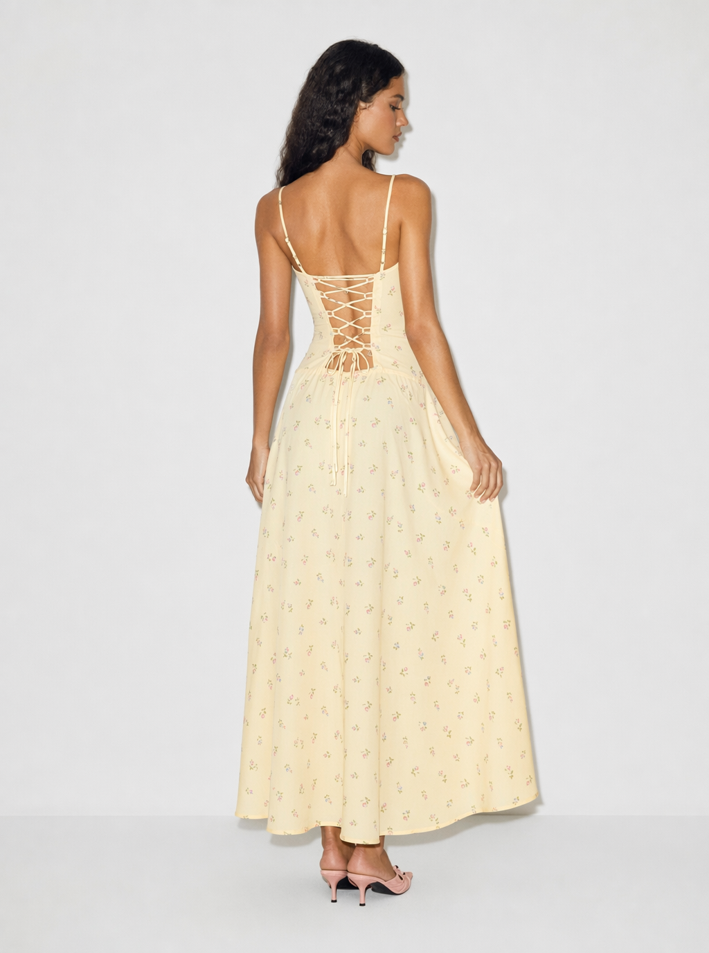 Zephrina Petra ditsy floral maxi dress in yellow
