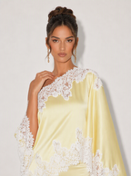 Zephrina Noeline lace-trim satin mini dress in yellow