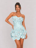 Zephrina Ondine 3D floral mini dress in blue