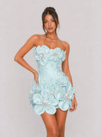 Zephrina Ondine 3D floral mini dress in blue